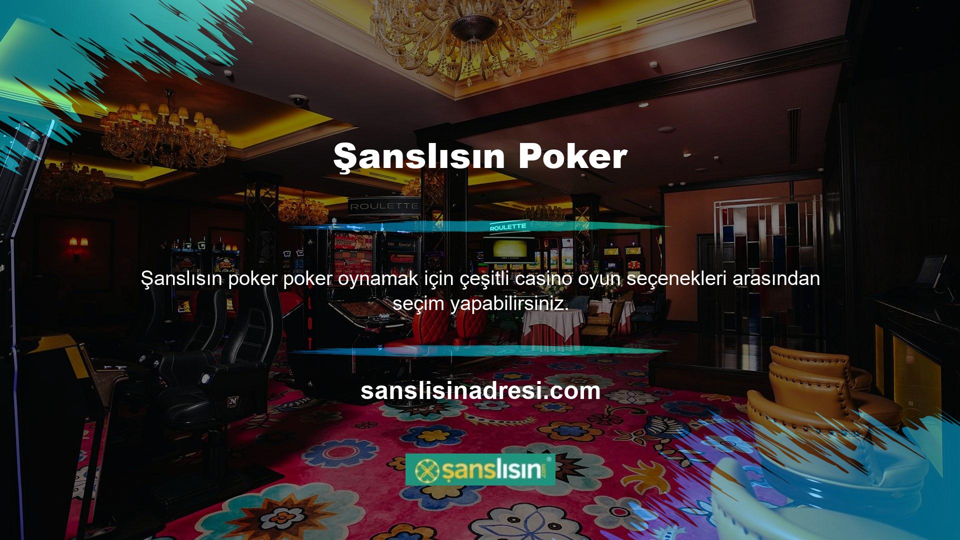 Bu bahis sitesi üç farklı poker oyunu kategorisi sunmaktadır